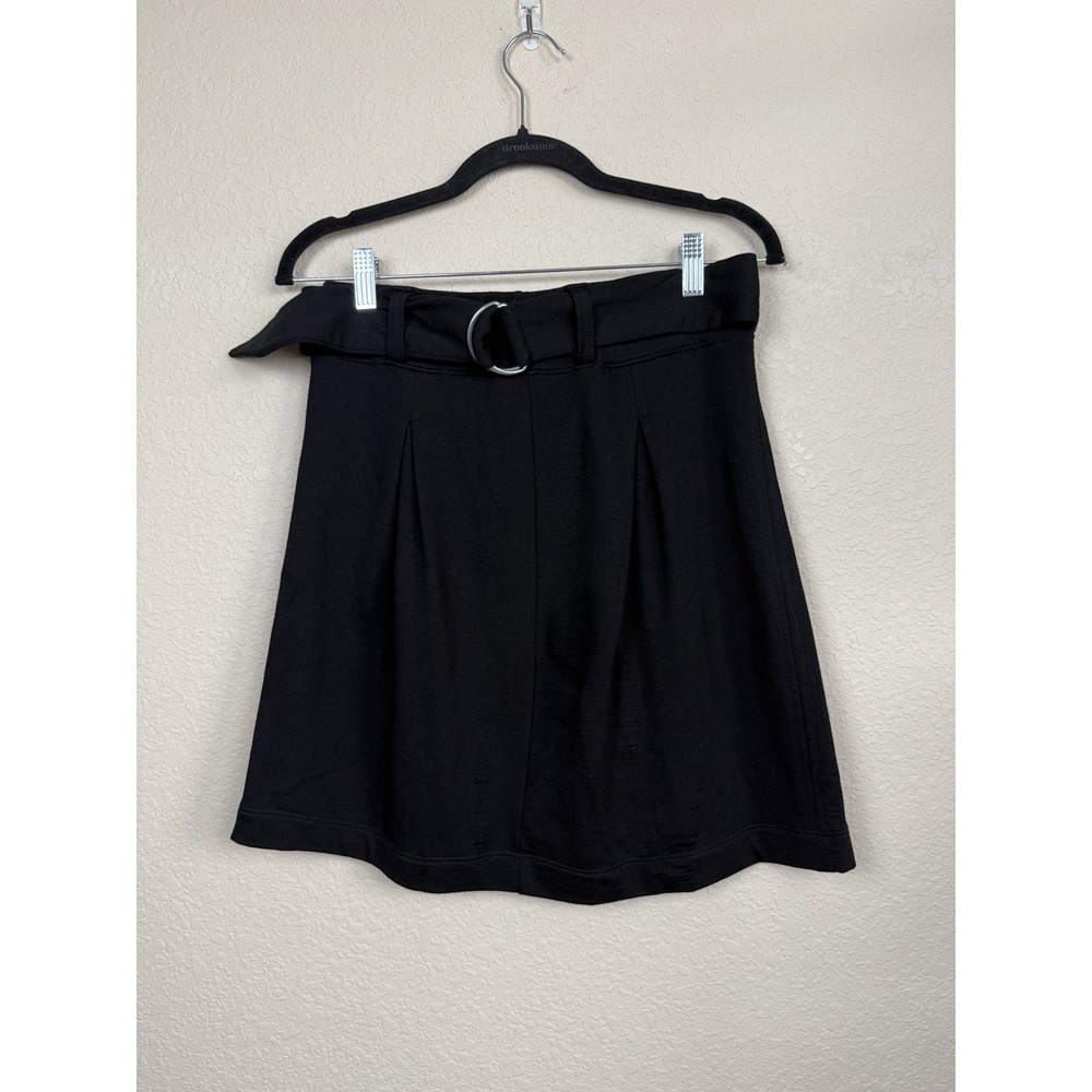 Ibex Womens Merino Wool Cinch Belted Black Skirt Pull On Made in USA Pleated S - Picture 1 of 7